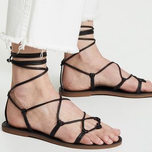 Madewell The Boardwalk Lace Up Gladiator Sandals in Black | Size 7.5